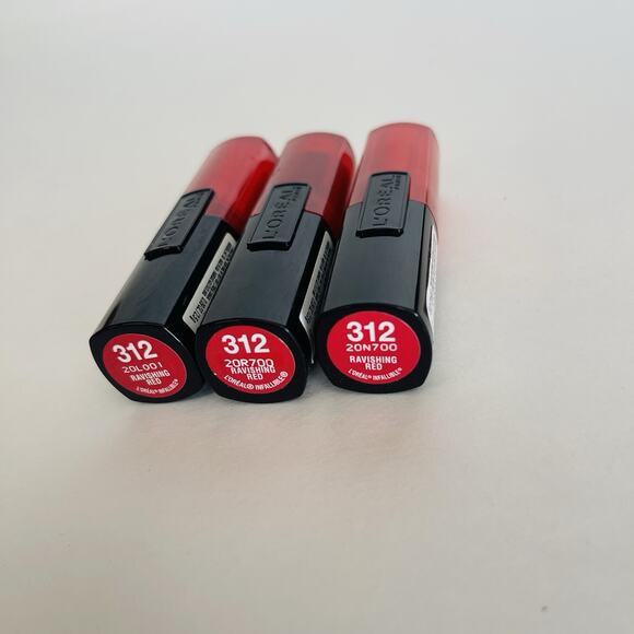 Set of 3 L'Oréal Paris Infallible Lipstick, #312 Ravishing Red, 0.09 Oz - Picture 6 of 7